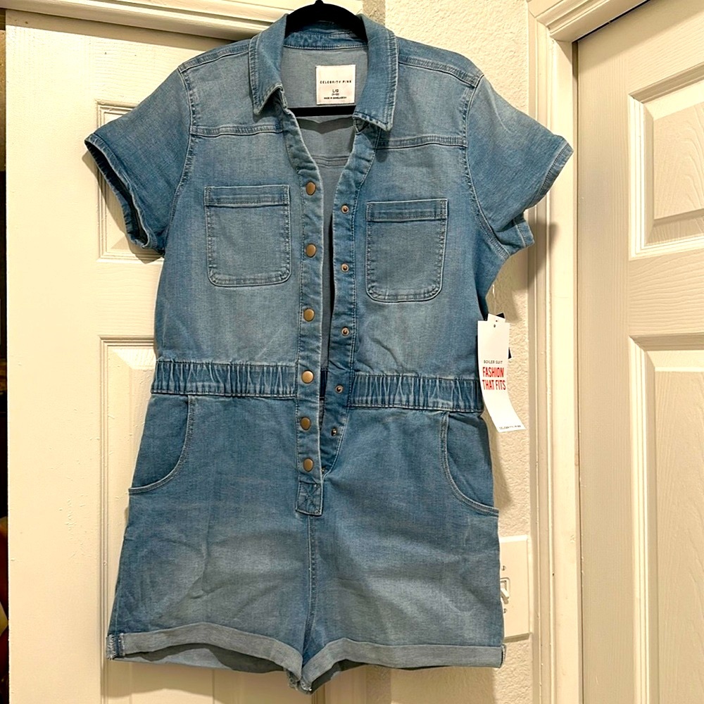 Celebrity Pink Denim Romper NWT Large